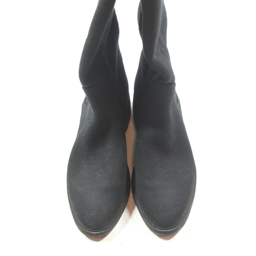 Rothy’s The Tall Lug Boots Womens 8.5 Onyx Black Merino Wool Pull-On - Picture 8 of 8